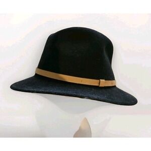 Vtg Wool Fedora Hat Black Brown Leather Band Dorfman Pacific Sz X Lrg Made USA